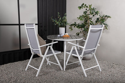 Rundt spisebord 90 Grå + Position stol 2-pak Grå