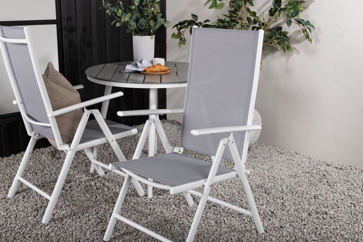 Rundt spisebord 90 Grå + Position stol 2-pak Grå