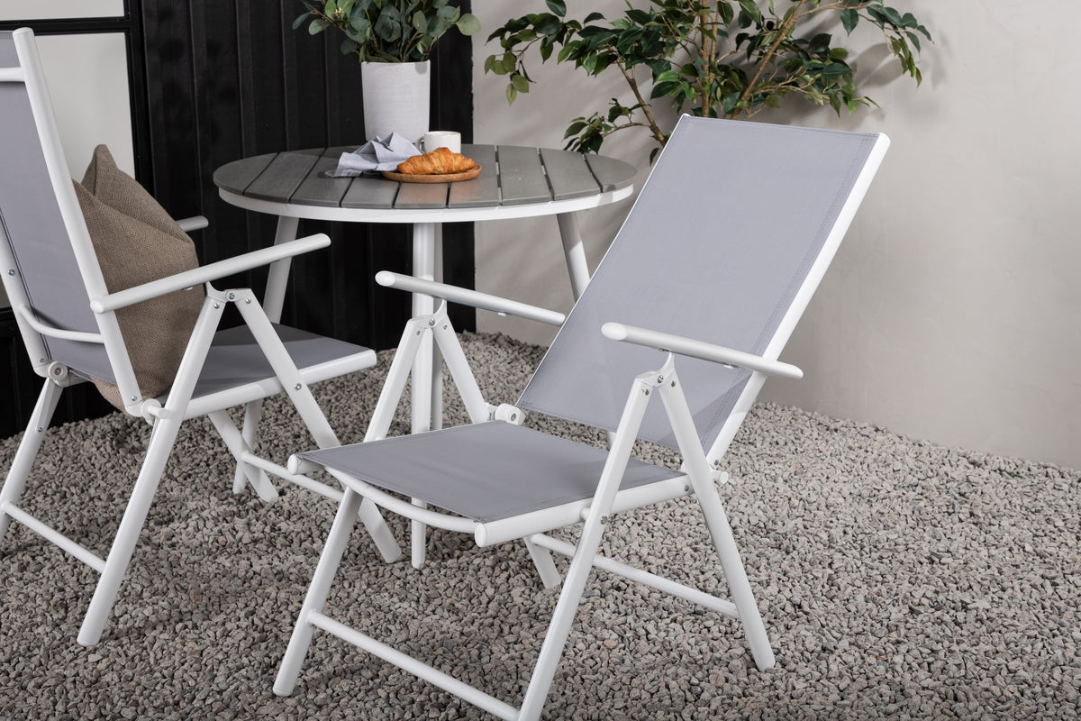 Rundt spisebord 90 Grå + Position stol 2-pak Grå