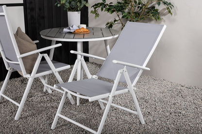 Rundt spisebord 90 Grå + Position stol 2-pak Grå