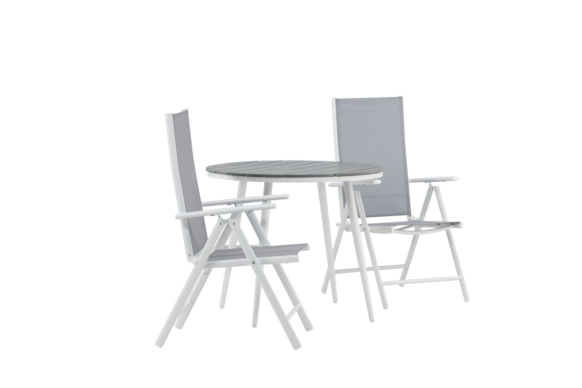 Rundt spisebord 90 Grå + Position stol 2-pak Grå