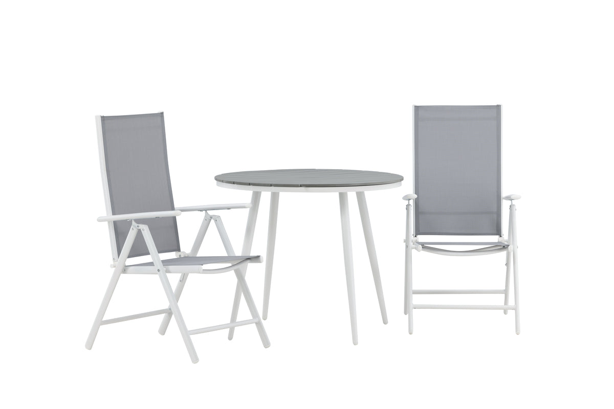 Rundt spisebord 90 Grå + Position stol 2-pak Grå