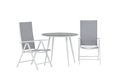 Rundt spisebord 90 Grå + Position stol 2-pak Grå