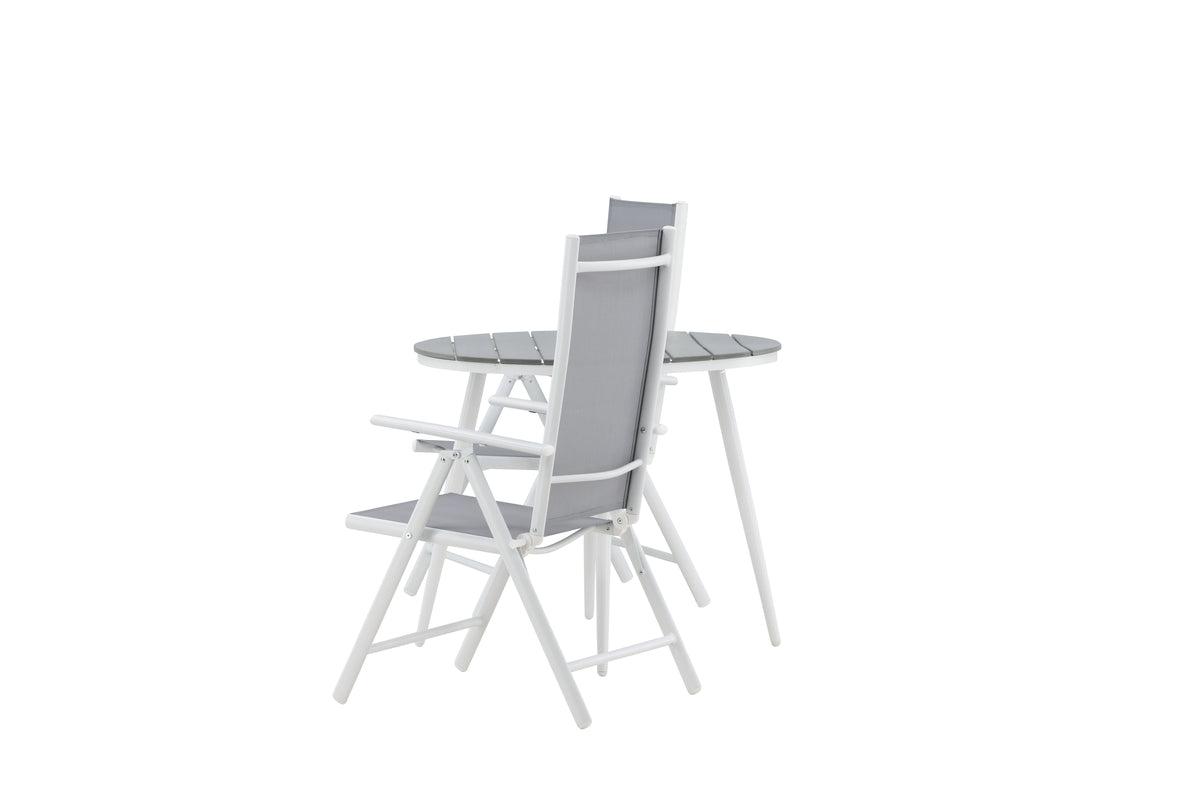 Rundt spisebord 90 Grå + Position stol 2-pak Grå