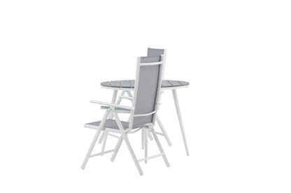 Rundt spisebord 90 Grå + Position stol 2-pak Grå