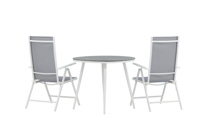 Rundt spisebord 90 Grå + Position stol 2-pak Grå