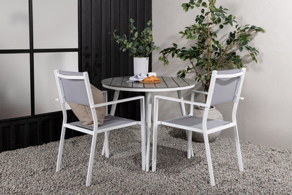 Rundt spisebord 90 Grå + Spisebordsstol 2-pak Grå