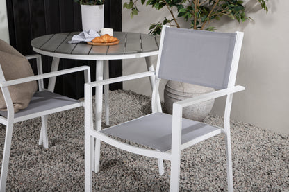 Rundt spisebord 90 Grå + Spisebordsstol 2-pak Grå