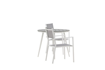 Rundt spisebord 90 Grå + Spisebordsstol 2-pak Grå