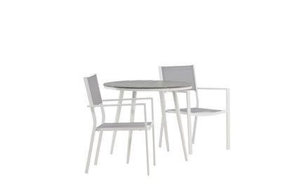 Rundt spisebord 90 Grå + Spisebordsstol 2-pak Grå