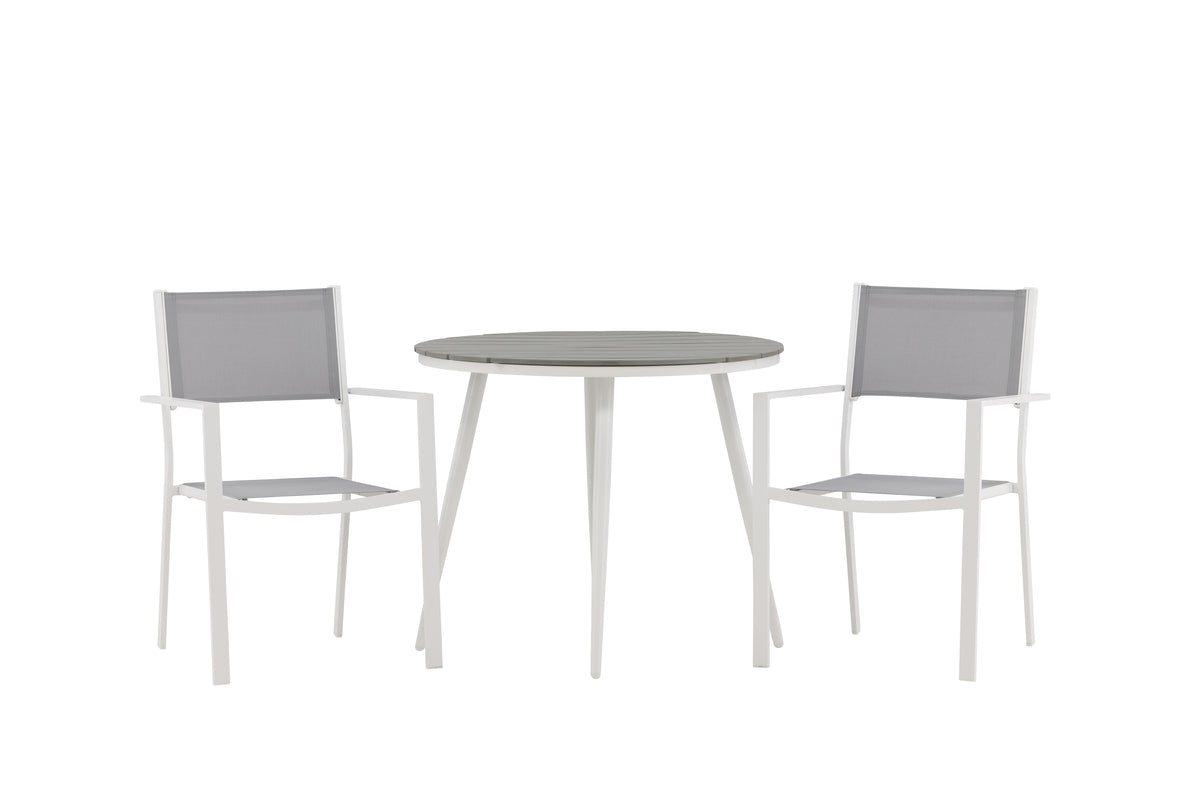 Rundt spisebord 90 Grå + Spisebordsstol 2-pak Grå