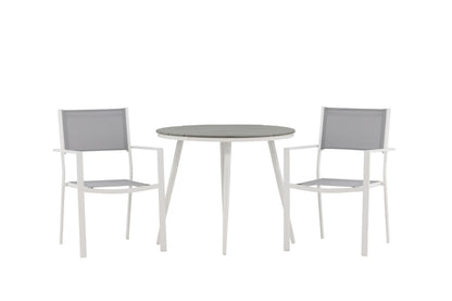 Rundt spisebord 90 Grå + Spisebordsstol 2-pak Grå