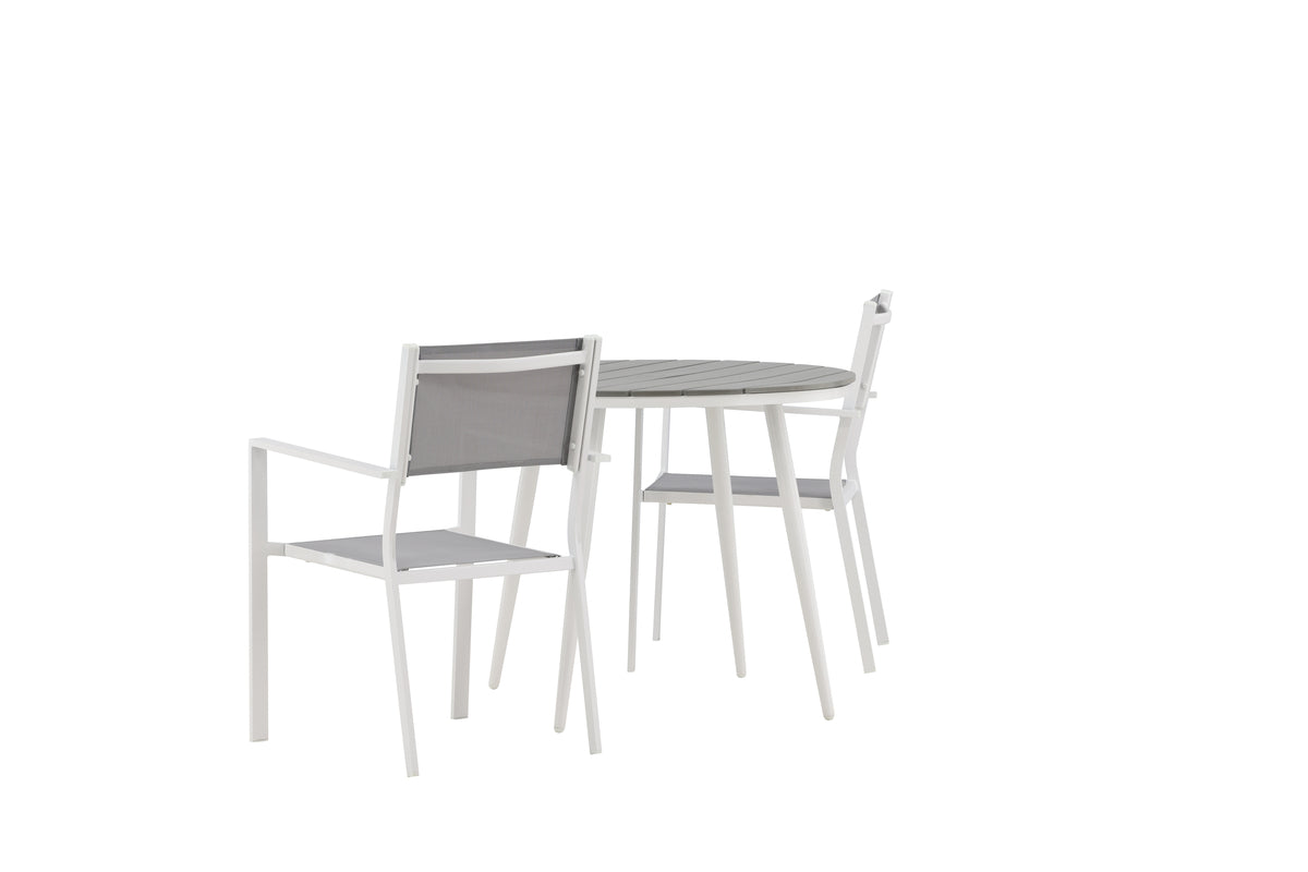 Rundt spisebord 90 Grå + Spisebordsstol 2-pak Grå