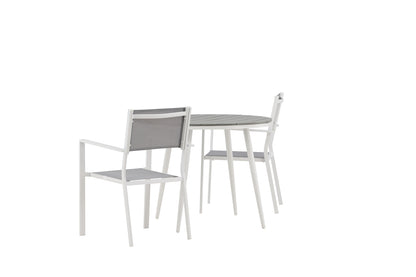 Rundt spisebord 90 Grå + Spisebordsstol 2-pak Grå