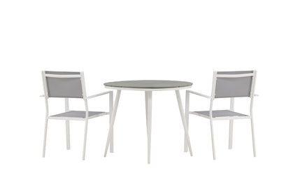 Rundt spisebord 90 Grå + Spisebordsstol 2-pak Grå