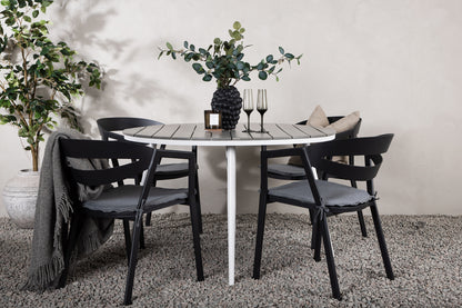 Rundt spisebord 120 Grå + Spisestol Sort
