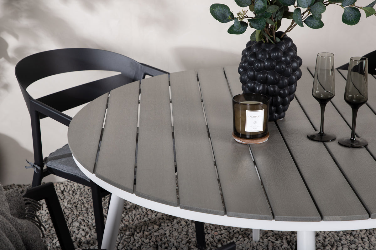 Rundt spisebord 120 Grå + Spisestol Sort