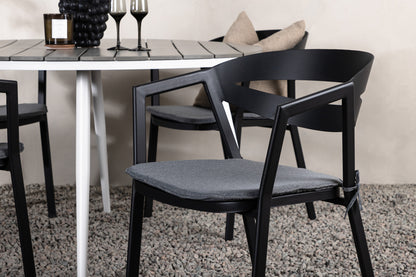 Rundt spisebord 120 Grå + Spisestol Sort