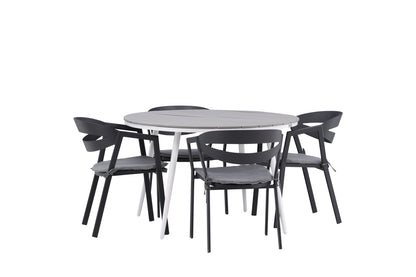 Rundt spisebord 120 Grå + Spisestol Sort
