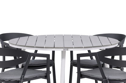 Rundt spisebord 120 Grå + Spisestol Sort