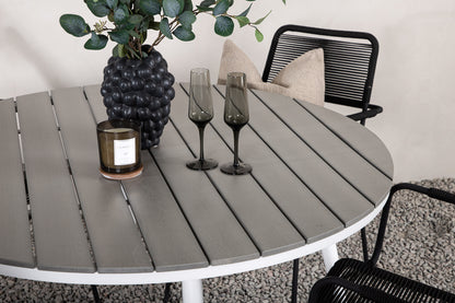 Rundt spisebord 120 Grå + Spisebordsstol 2-pak Sort