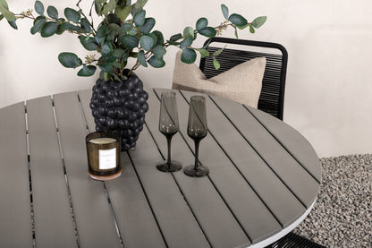 Rundt spisebord 120 Grå + Spisebordsstol 2-pak Sort