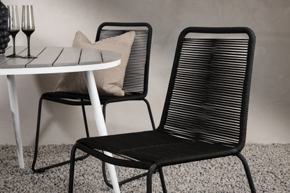 Rundt spisebord 120 Grå + Spisebordsstol 2-pak Sort