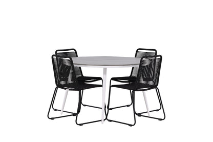 Rundt spisebord 120 Grå + Spisebordsstol 2-pak Sort