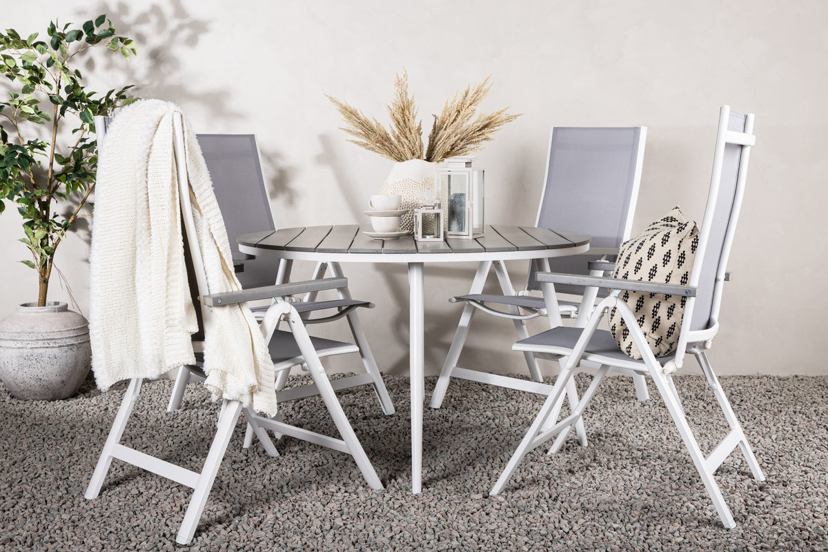 Position Stol 2-pak Grå + Rundt Spisebord 120 Grå