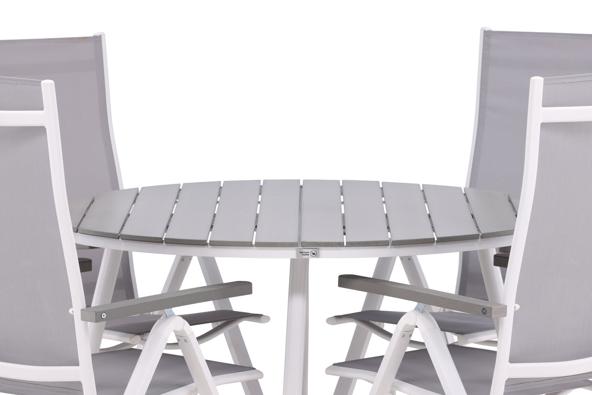 Position Stol 2-pak Grå + Rundt Spisebord 120 Grå