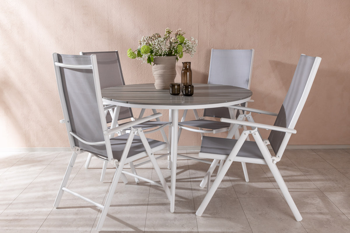 Rundt spisebord 120 Grå + Position stol 2-pak Grå