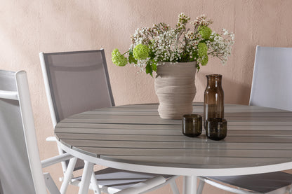 Rundt spisebord 120 Grå + Position stol 2-pak Grå