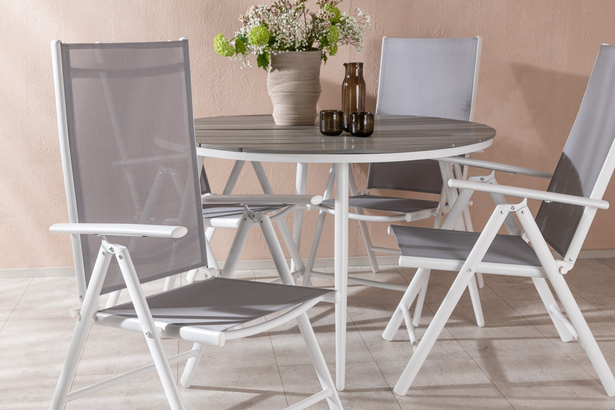 Rundt spisebord 120 Grå + Position stol 2-pak Grå