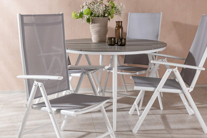 Rundt spisebord 120 Grå + Position stol 2-pak Grå