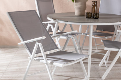 Rundt spisebord 120 Grå + Position stol 2-pak Grå