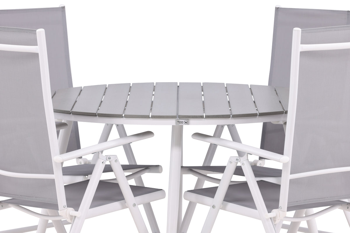 Rundt spisebord 120 Grå + Position stol 2-pak Grå