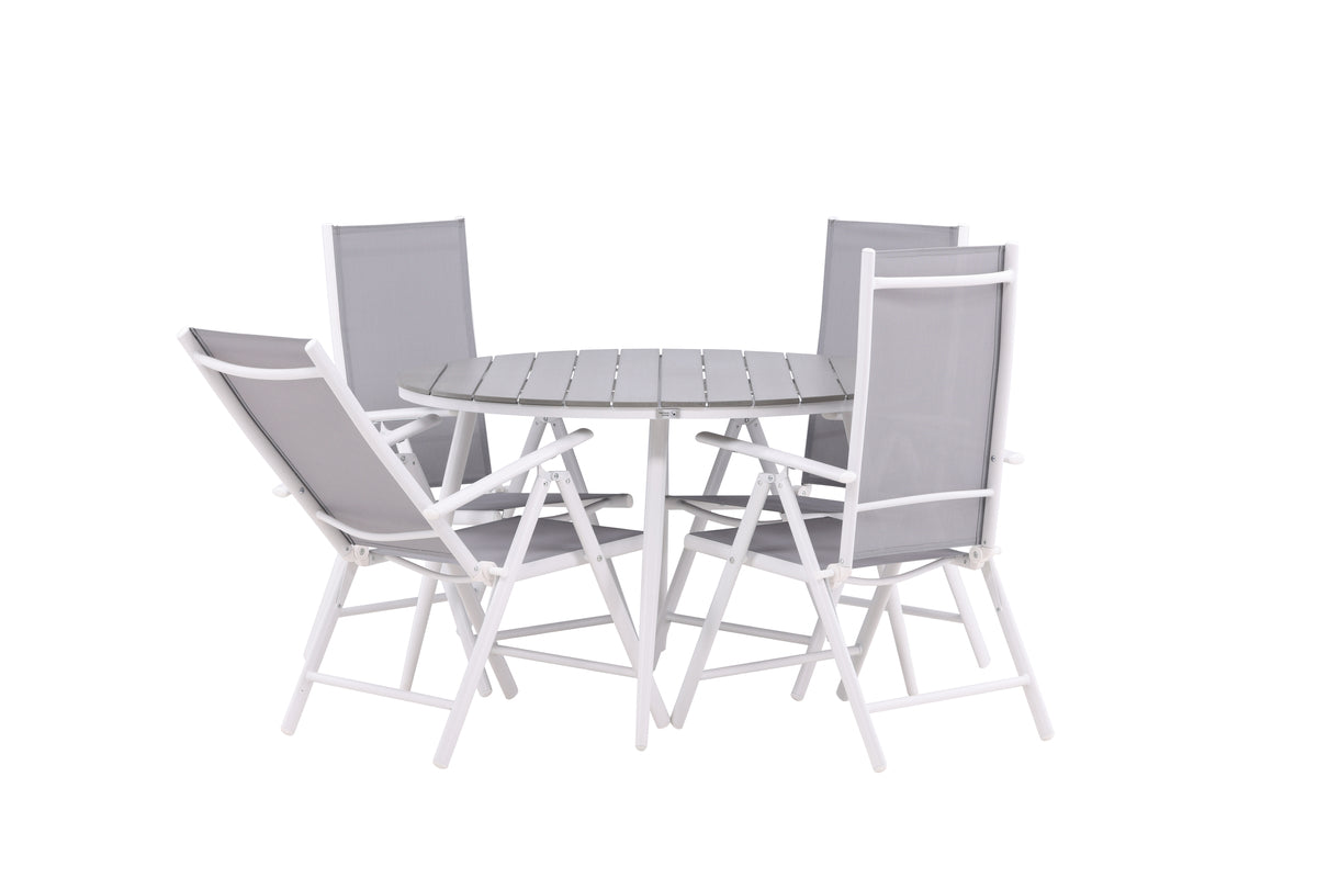 Rundt spisebord 120 Grå + Position stol 2-pak Grå