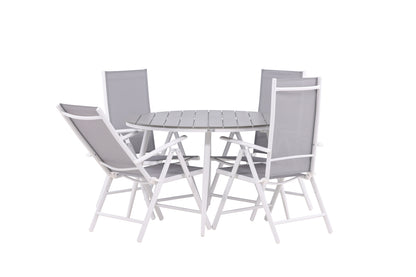 Rundt spisebord 120 Grå + Position stol 2-pak Grå