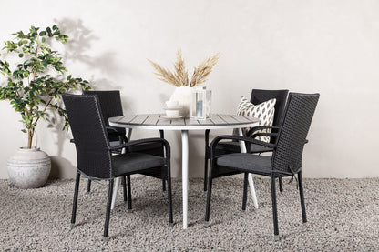 Rundt spisebord 120 Grå + Spisebordsstol 2-pak Sort