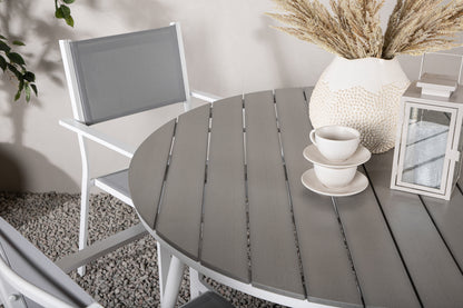 Rundt spisebord 120 Grå + Spisebordsstol 2-pak Grå