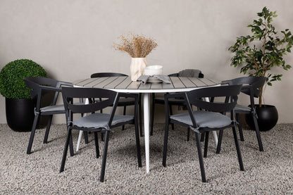 Break & Slit Rundt Spisebord ø150 Grå + Spisestole Sort