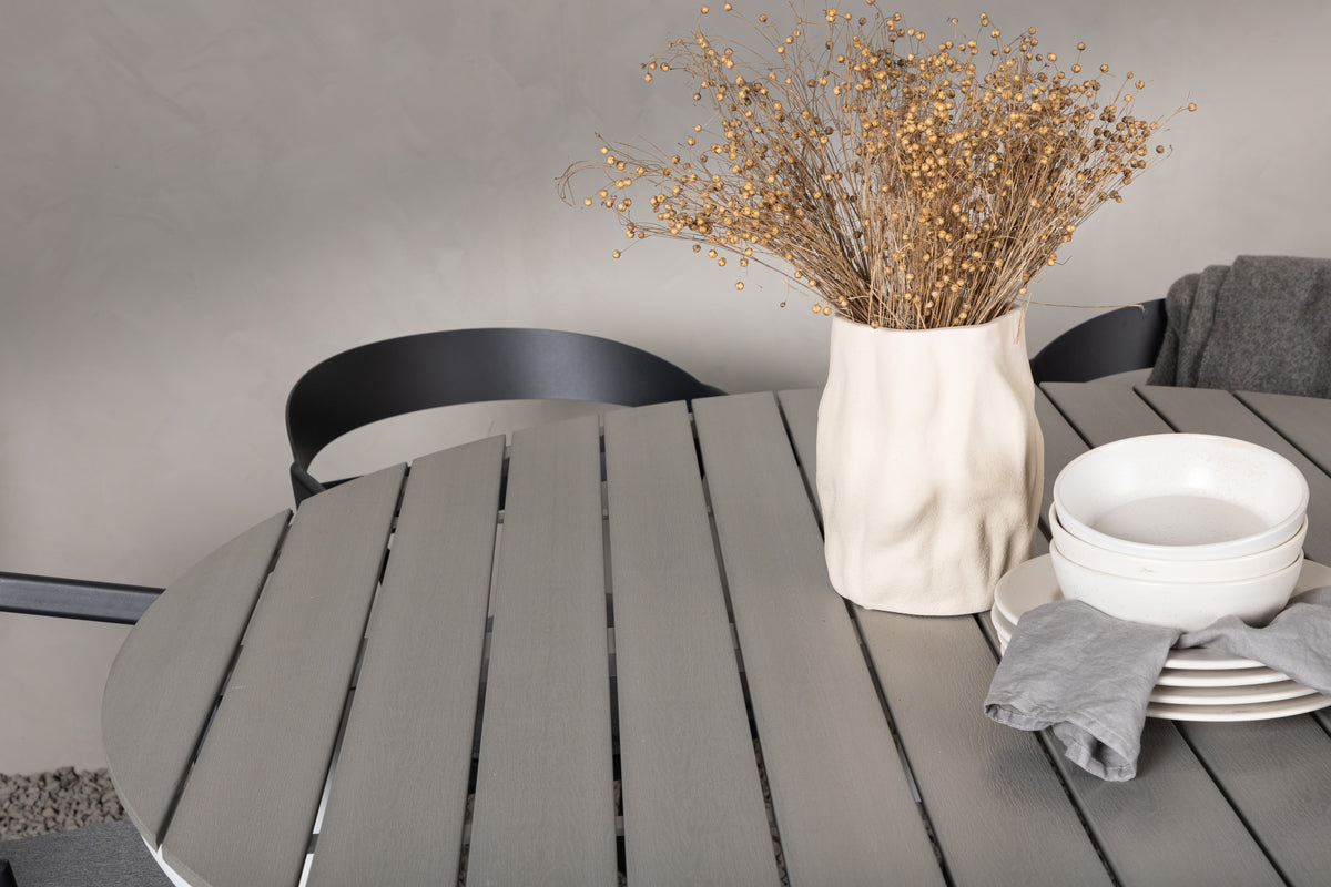 Break & Slit Rundt Spisebord ø150 Grå + Spisestole Sort