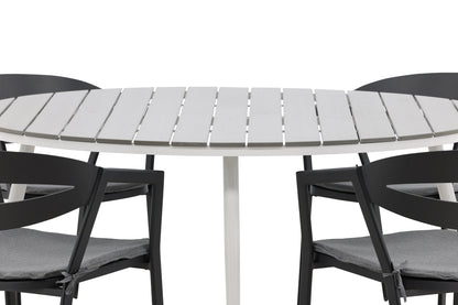 Break & Slit Rundt Spisebord ø150 Grå + Spisestole Sort