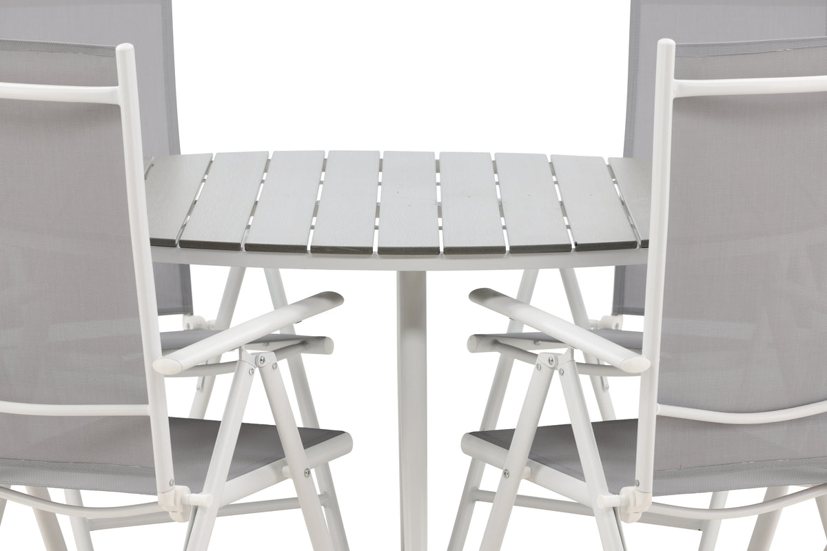 Rundt spisebord 150 Grå + Position stol 2-pak Grå