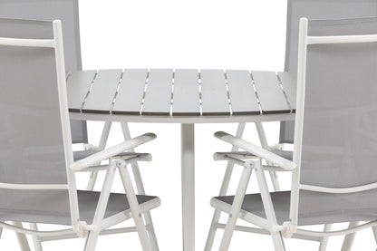 Rundt spisebord 150 Grå + Position stol 2-pak Grå