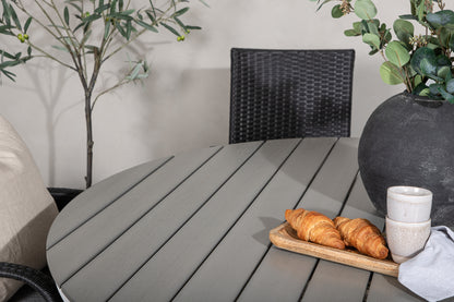 Break & Anna Rundt Spisebord ø150 Grå + Spisestole Sort