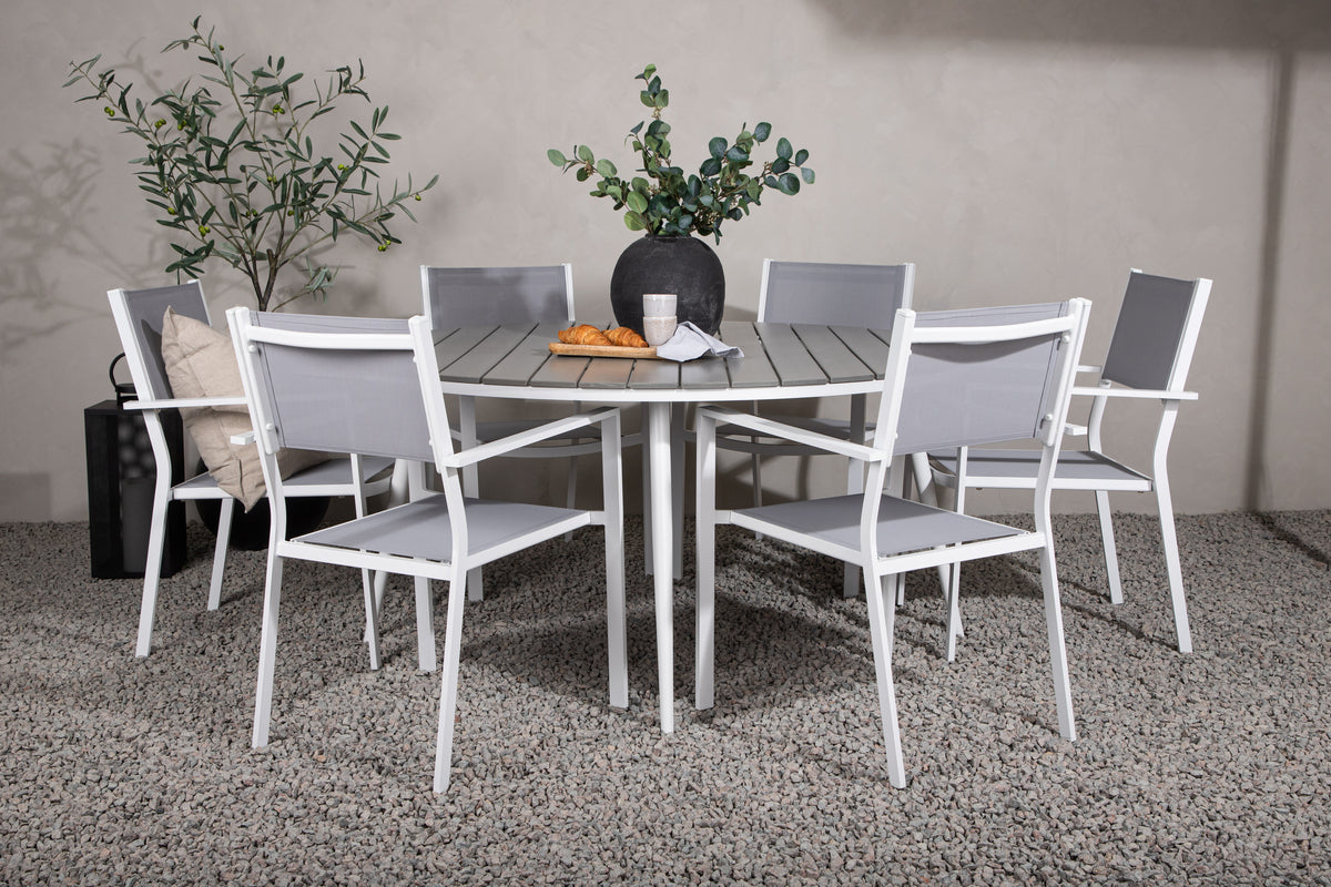 Break & Copacabana Rundt Spisebord ø150 Grå + Spisestole Grå