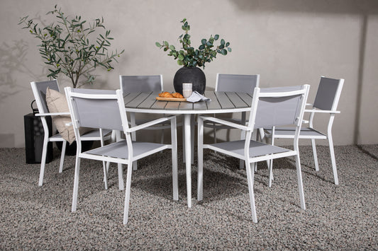 Break & Copacabana Rundt Spisebord ø150 Grå + Spisestole Grå