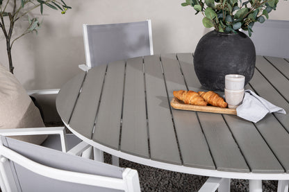 Break & Copacabana Rundt Spisebord ø150 Grå + Spisestole Grå