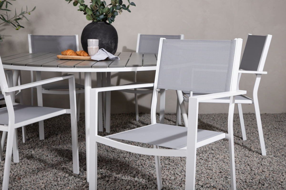 Break & Copacabana Rundt Spisebord ø150 Grå + Spisestole Grå